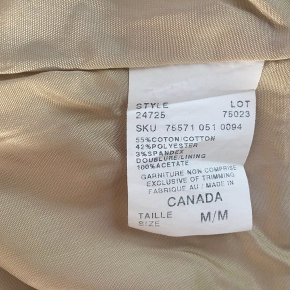 Le Chateau Jacket Fitted Suit Blazer Women's Size Med Beige Stripe Hook & Eye - Picture 11 of 14